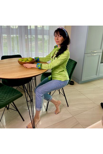 Женская рубашка полуприталенная зеленая - 7785 от DoubleCuff 