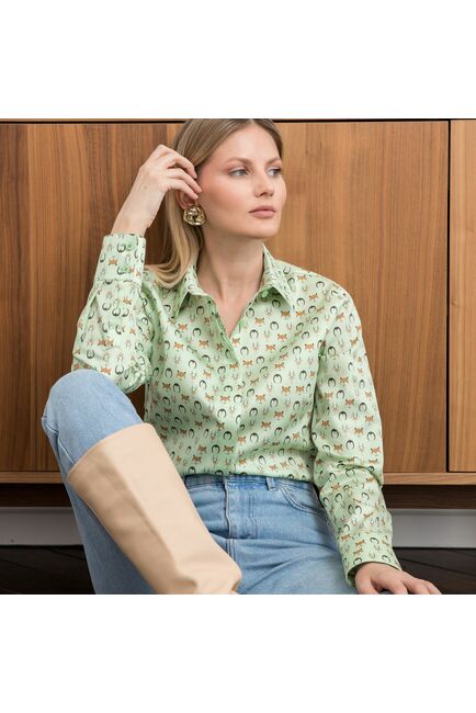 Женская рубашка под пуговицы принт звери - 7934 от byME 
