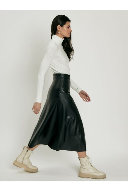 Юбка женская миди из эко кожи черная от byME 