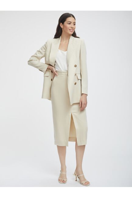 Юбка из тенсела с разрезом бежевая от byME 