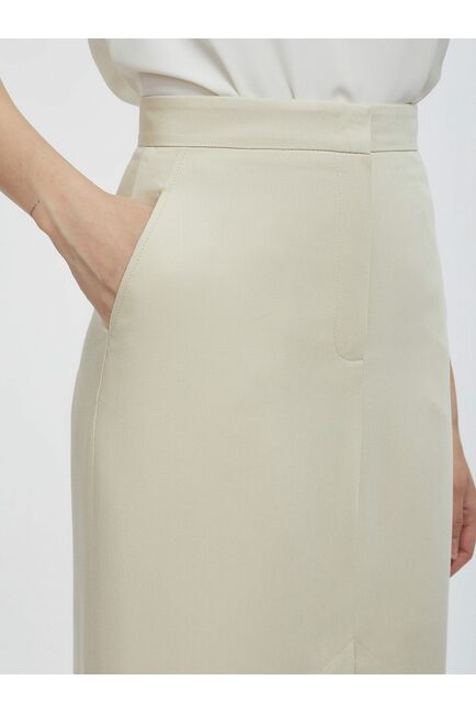 Юбка из тенсела с разрезом бежевая от byME 