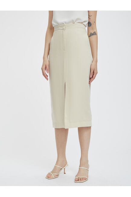 Юбка из тенсела с разрезом бежевая от byME 