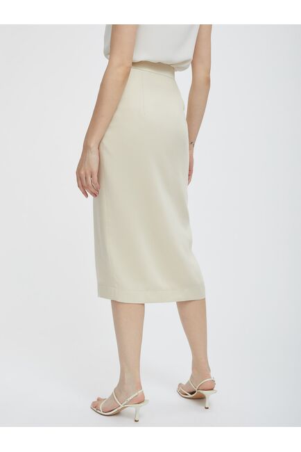 Юбка из тенсела с разрезом бежевая от byME 