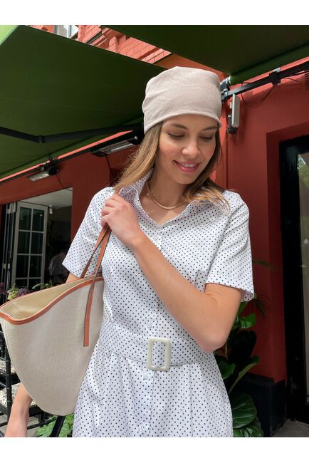 Платье белое в черный горох - 7997 от byME 