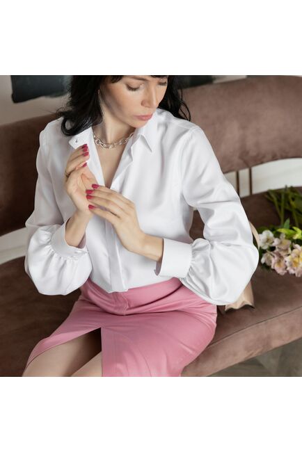 Женская рубашка из бамбука объемный рукав  - 8002 от byME 