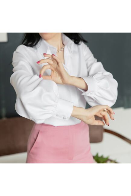 Женская рубашка из бамбука объемный рукав  - 8002 от byME 