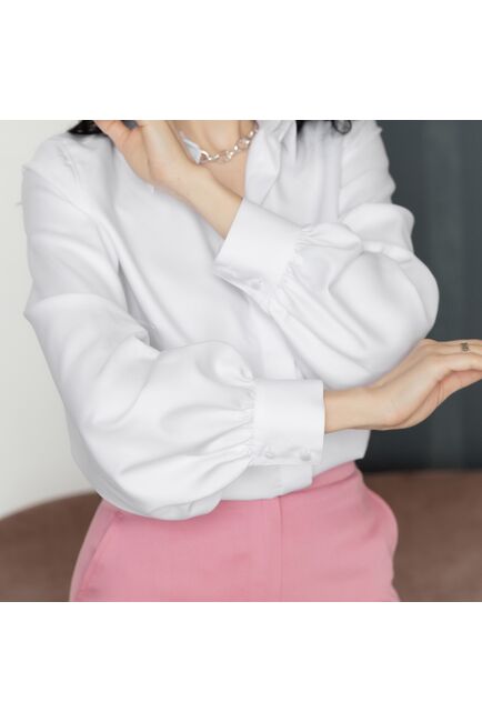 Женская рубашка из бамбука объемный рукав  - 8002 от byME 