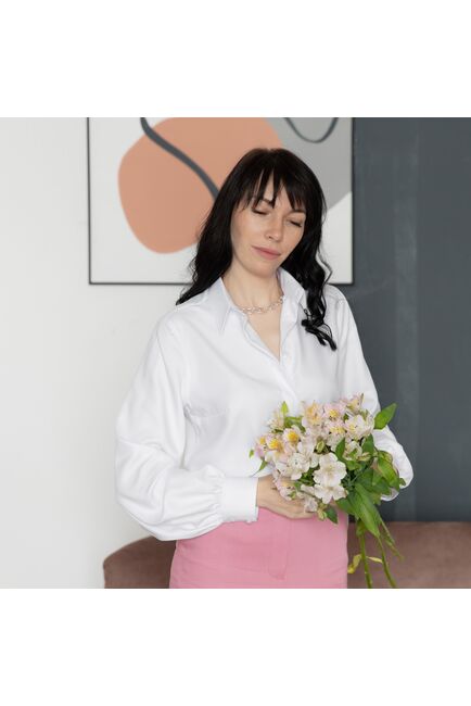 Женская рубашка из бамбука объемный рукав  - 8002 от byME 