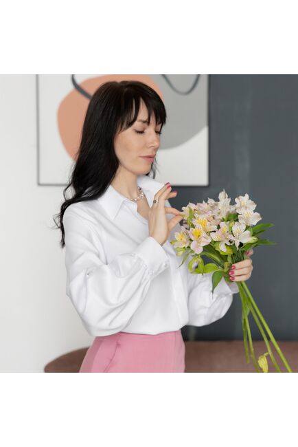 Женская рубашка из бамбука объемный рукав  - 8002 от byME 