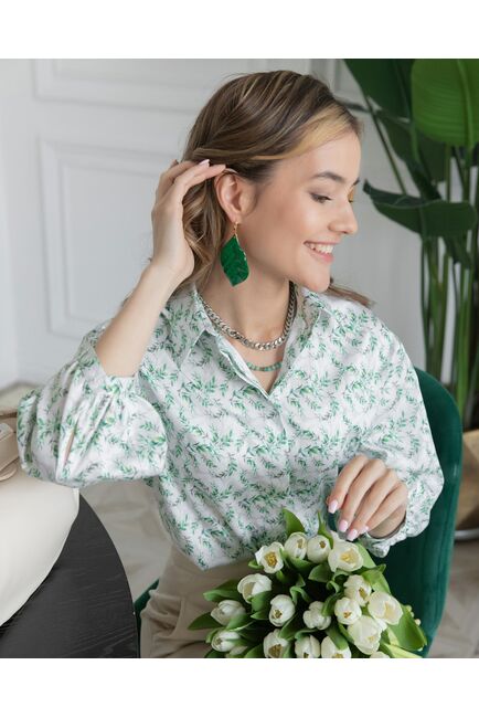 Блузка объемный рукав 3/4 белая - 8010 от byME 