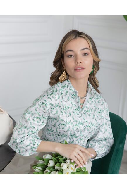 Блузка объемный рукав 3/4 белая - 8010 от byME 