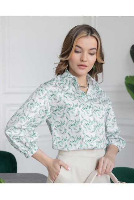 Блузка объемный рукав 3/4 белая - 8010 от byME 