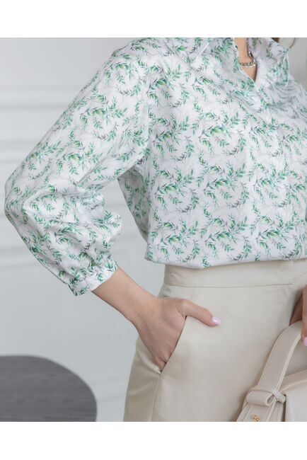 Блузка объемный рукав 3/4 белая - 8010 от byME 