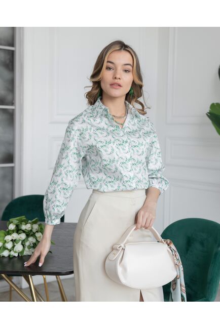 Блузка объемный рукав 3/4 белая - 8010 от byME 