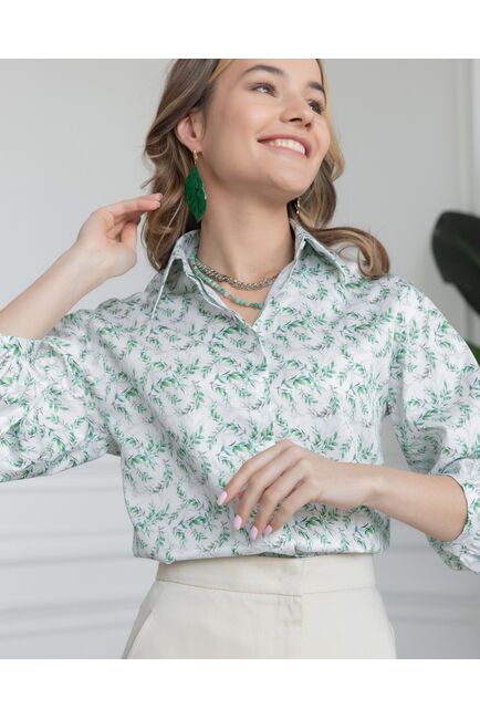 Блузка объемный рукав 3/4 белая - 8010 от byME 