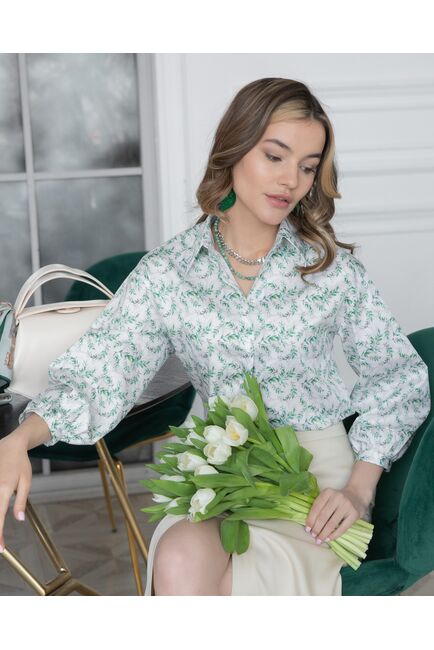 Блузка объемный рукав 3/4 белая - 8010 от byME 