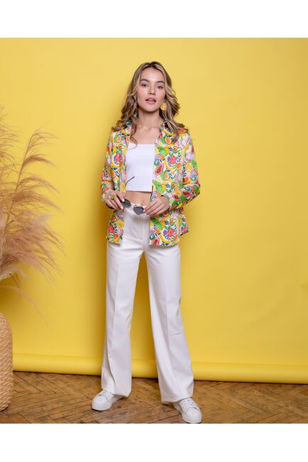 Женская рубашка под пуговицы полуприталенная фрукты - 8014 от byME 