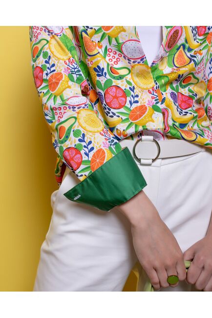 Женская рубашка под пуговицы полуприталенная фрукты - 8014 от byME 