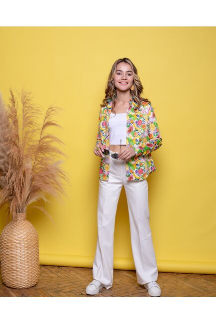 Женская рубашка под пуговицы полуприталенная фрукты - 8014 от byME 