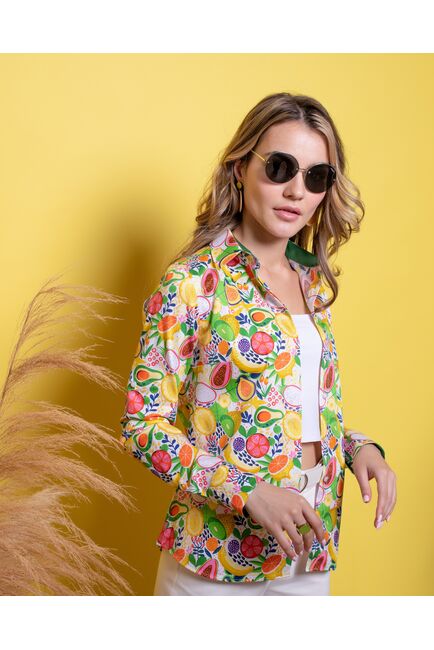 Женская рубашка под пуговицы полуприталенная фрукты - 8014 от byME 