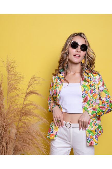 Женская рубашка под пуговицы полуприталенная фрукты - 8014 от byME 