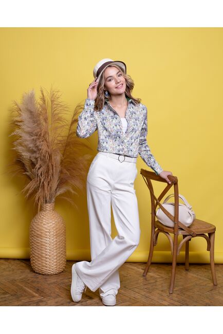 Женская рубашка под пуговицы полуприталенная слоники - 8018 от byME 