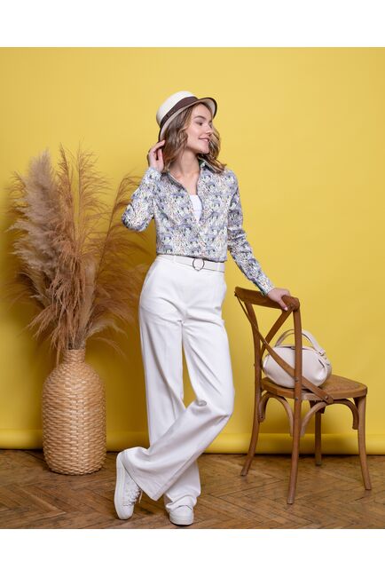 Женская рубашка под пуговицы полуприталенная слоники - 8018 от byME 