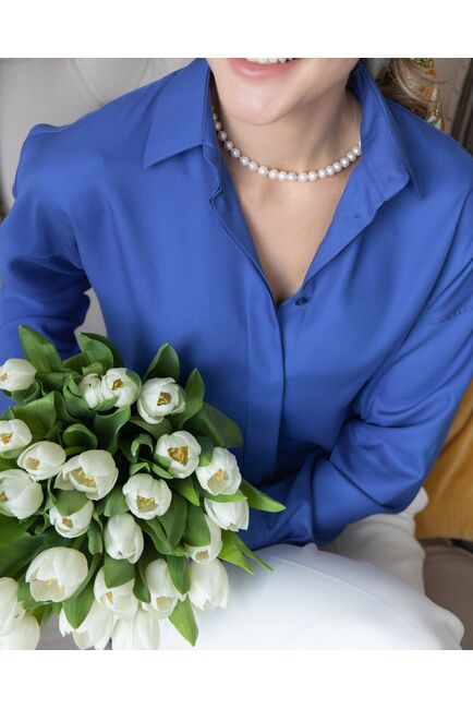 Женская рубашка в оверсайз силуэте бамбуковая - 8029 от byME 