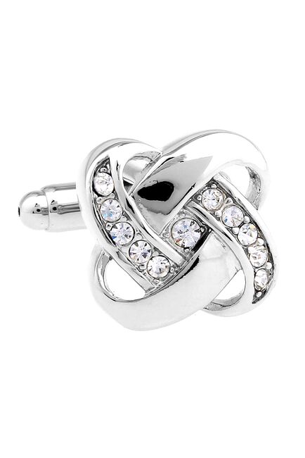 Запонки серебристые с кристаллами  - 171001 от  