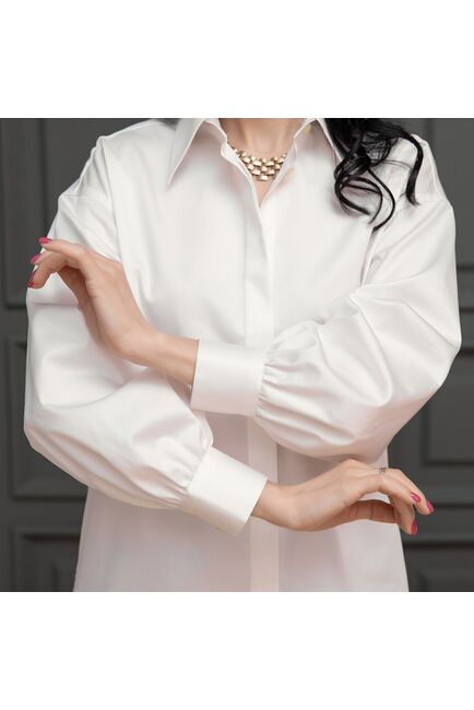 Женская рубашка под пуговицы айвори - 7962 от byME 