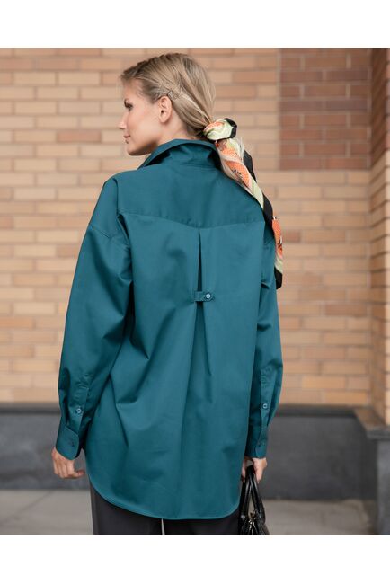 Женская рубашка под пуговицу бутылочного цвета - 8040 от byME 