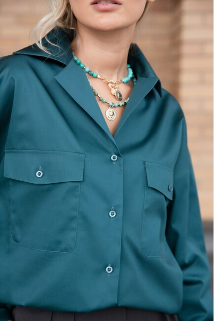 Женская рубашка под пуговицу бутылочного цвета - 8040 от byME 