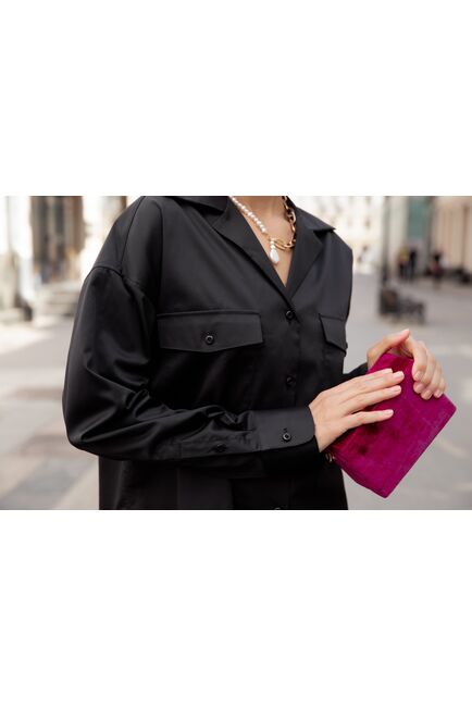 Женская рубашка под пуговицу черная - 8043 от byME 