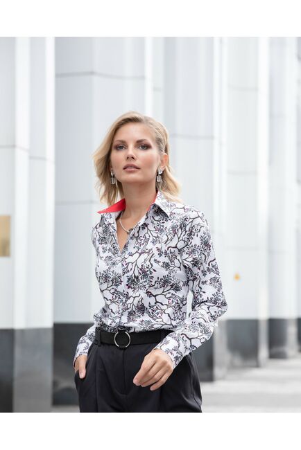 Женская рубашка под пуговицы с супатной застежкой полуприталенная - 8054 от ByME 