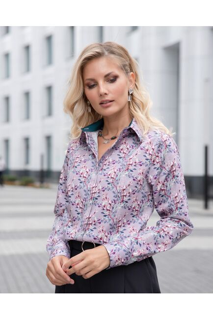 Женская рубашка под пуговицы с супатной застежкой полуприталенная - 8056 от byME 