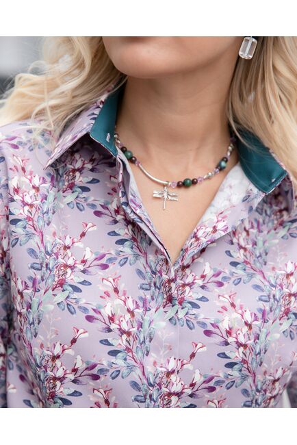 Женская рубашка под пуговицы с супатной застежкой полуприталенная - 8056 от byME 