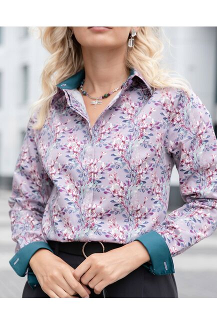 Женская рубашка под пуговицы с супатной застежкой полуприталенная - 8056 от byME 