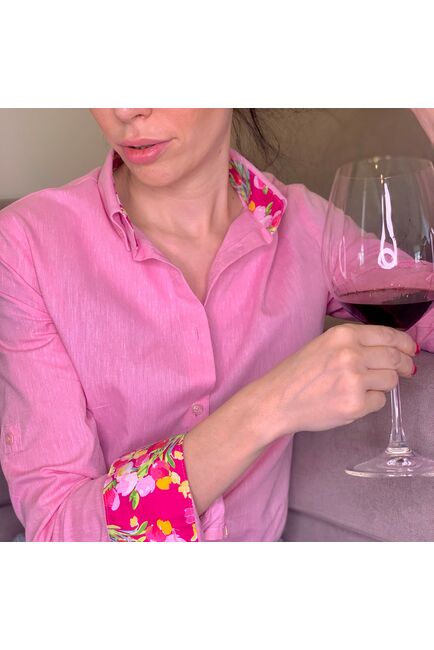 Женская рубашка полуприталенная розовая - 7786 от DoubleCuff 