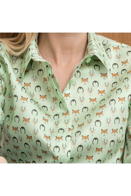 Женская рубашка под пуговицы принт звери - 7934 от byME 