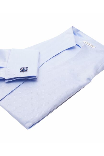 Женская рубашка воротник стойка под запонку голубая - 8124 от byME 