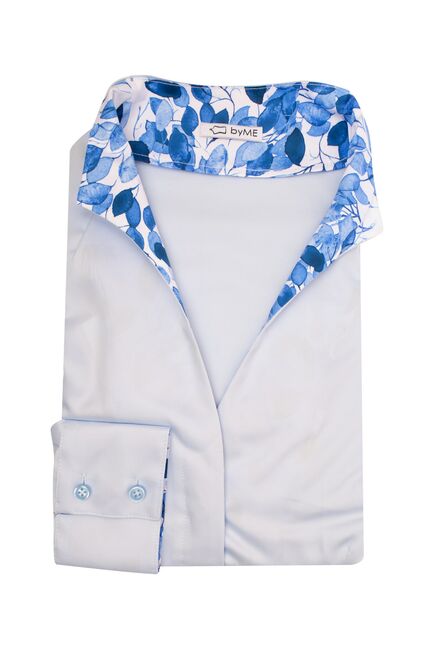 Женская рубашка воротник стойка под пуговицы с отделкой лепестки - 8129 от byME 