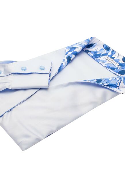 Женская рубашка воротник стойка под пуговицы с отделкой лепестки - 8129 от byME 