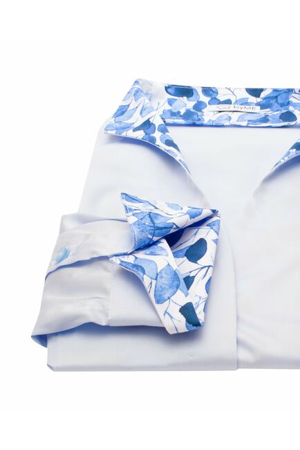 Женская рубашка воротник стойка под пуговицы с отделкой лепестки - 8129 от byME 