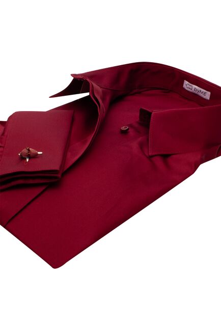 Рубашка бамбуковая под запонку вишневая - 8131 от byME 