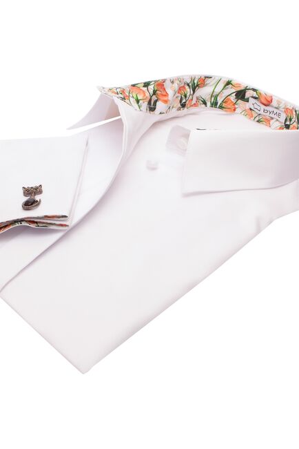 Женская рубашка под запонку с супатной застежкой с отделкой лепестки - 8136 от byME 