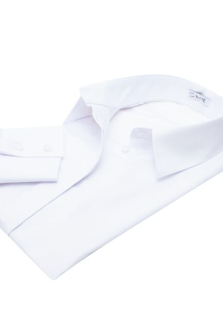 Женская рубашка под пуговицы с супатной застежкой полуприталенная без отделки белая - 8141 от byME 