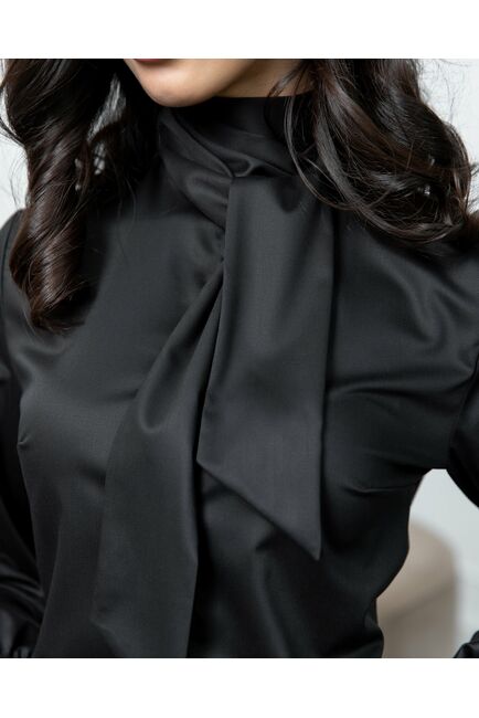 Женская блузка под пуговицы без отделки черная - 8067 от ByME 
