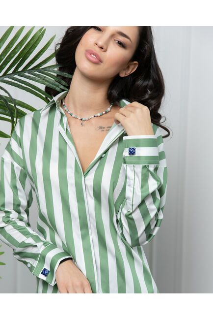 Женская рубашка в оверсайз силуэте в полоску без отделки- 8089 от byME 