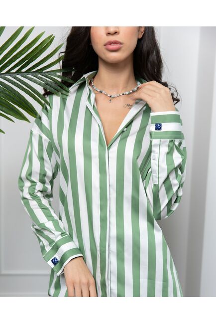 Женская рубашка в оверсайз силуэте в полоску без отделки- 8089 от byME 