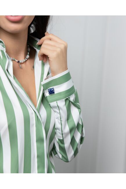 Женская рубашка в оверсайз силуэте в полоску без отделки- 8089 от byME 